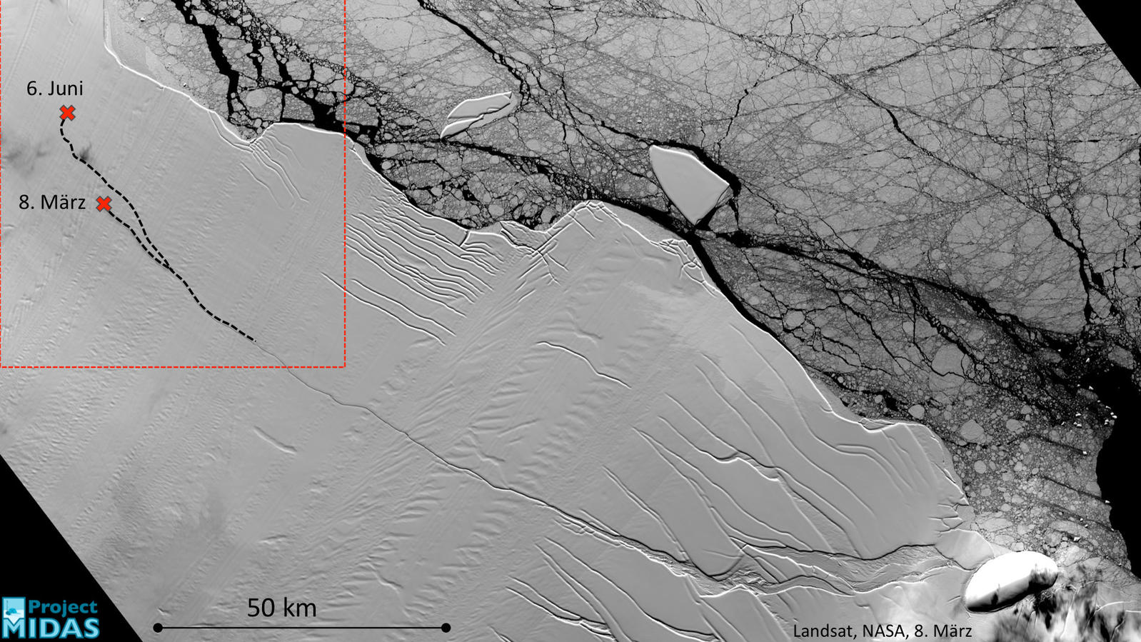 Gigantischer Eisberg vom Schelfeis Larsen C abgebrochen - welche Folgen hat das? Riss im Larsen-C-Schelfeis