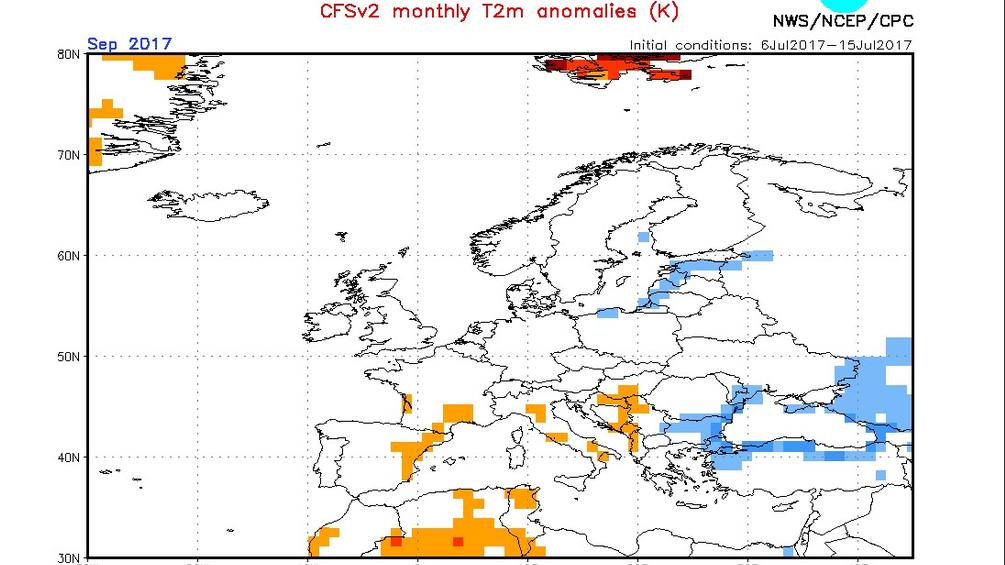 Temperaturprognose der NOAA vom 17.07.2017: Wie wird das Wetter im September und Oktober 2017? NOAA Sept 1707