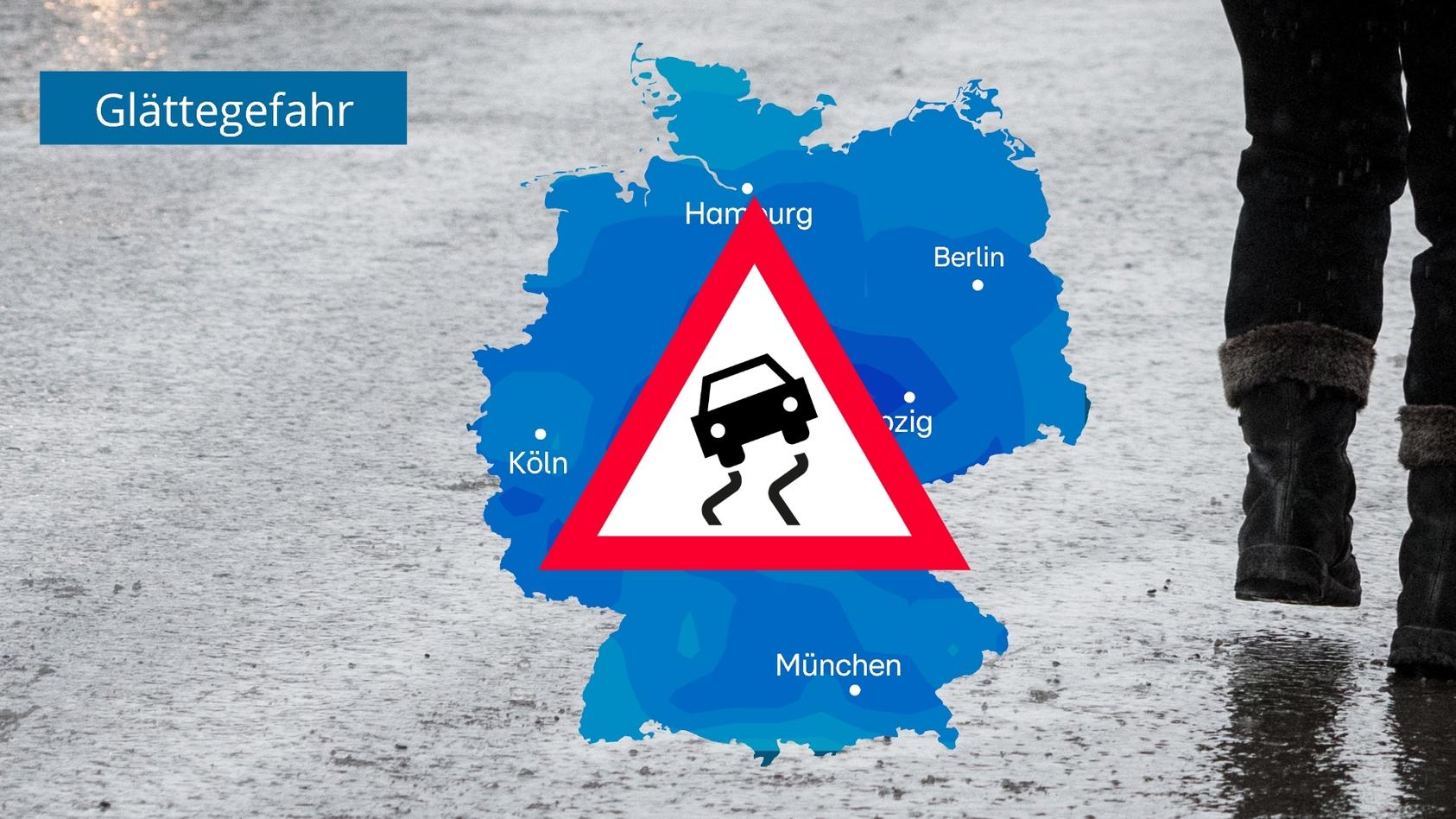 Gefährliche Glätte in Deutschland Kälte Frost und Sprühregen